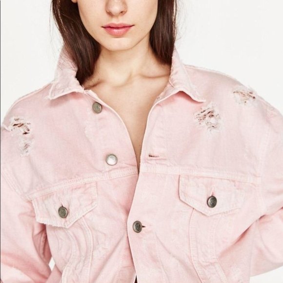 zara pink denim jacket